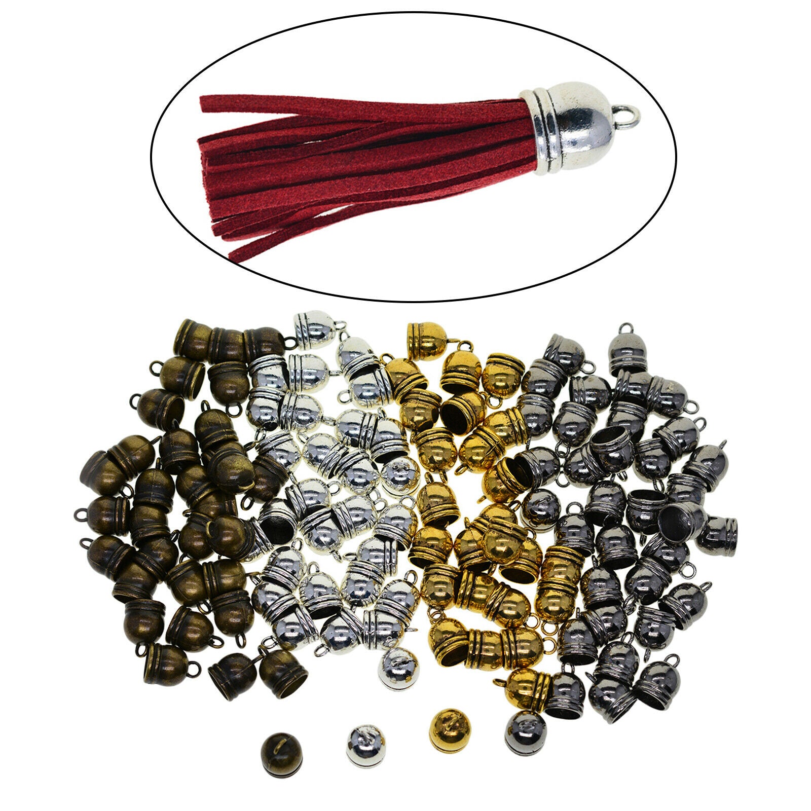 100x Cord End Caps Leather Jewelry Making Clasps Tassel DIY Fasteners Parts