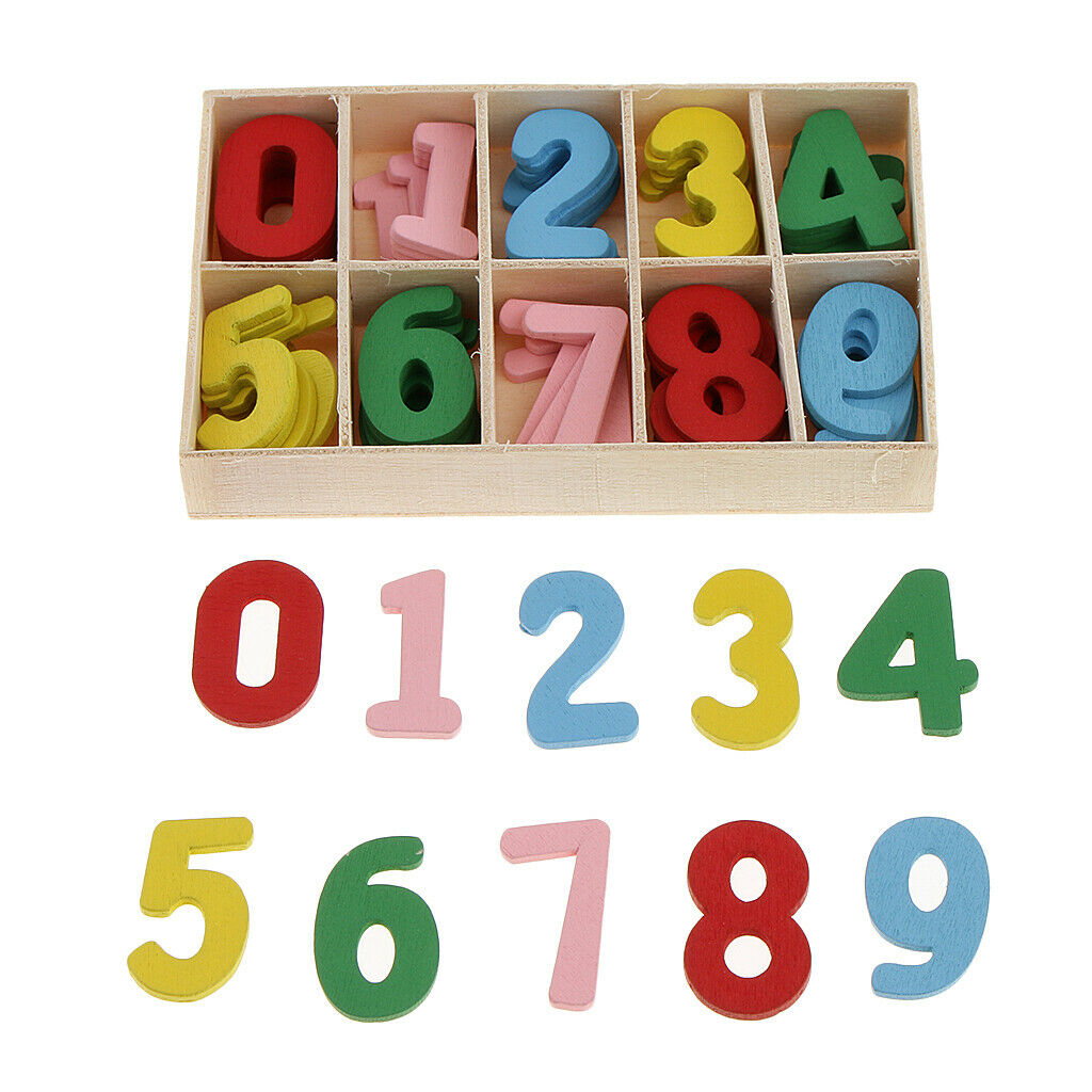 60x wood 0 9 Arabic number pieces for children children early learning