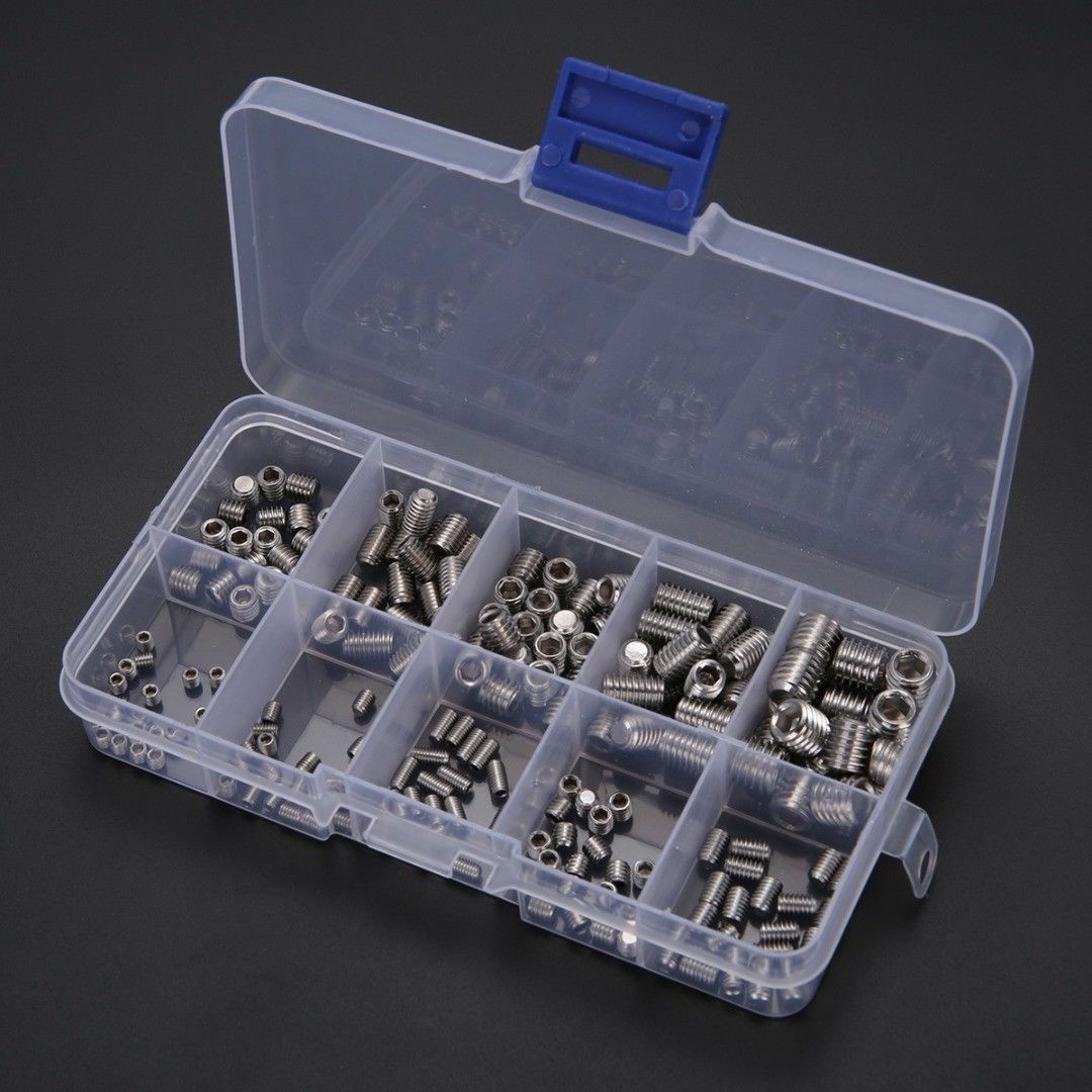 200pcs M3-M8 Stainless Steel Hex Socket Set Screw Grub Screws Assortment Kit NEW