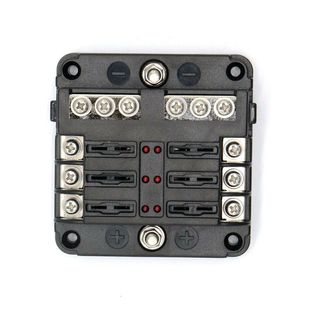 6-Way Fuse Block Box Holder with LED Lights 32V Circuit Car Boat Yacht