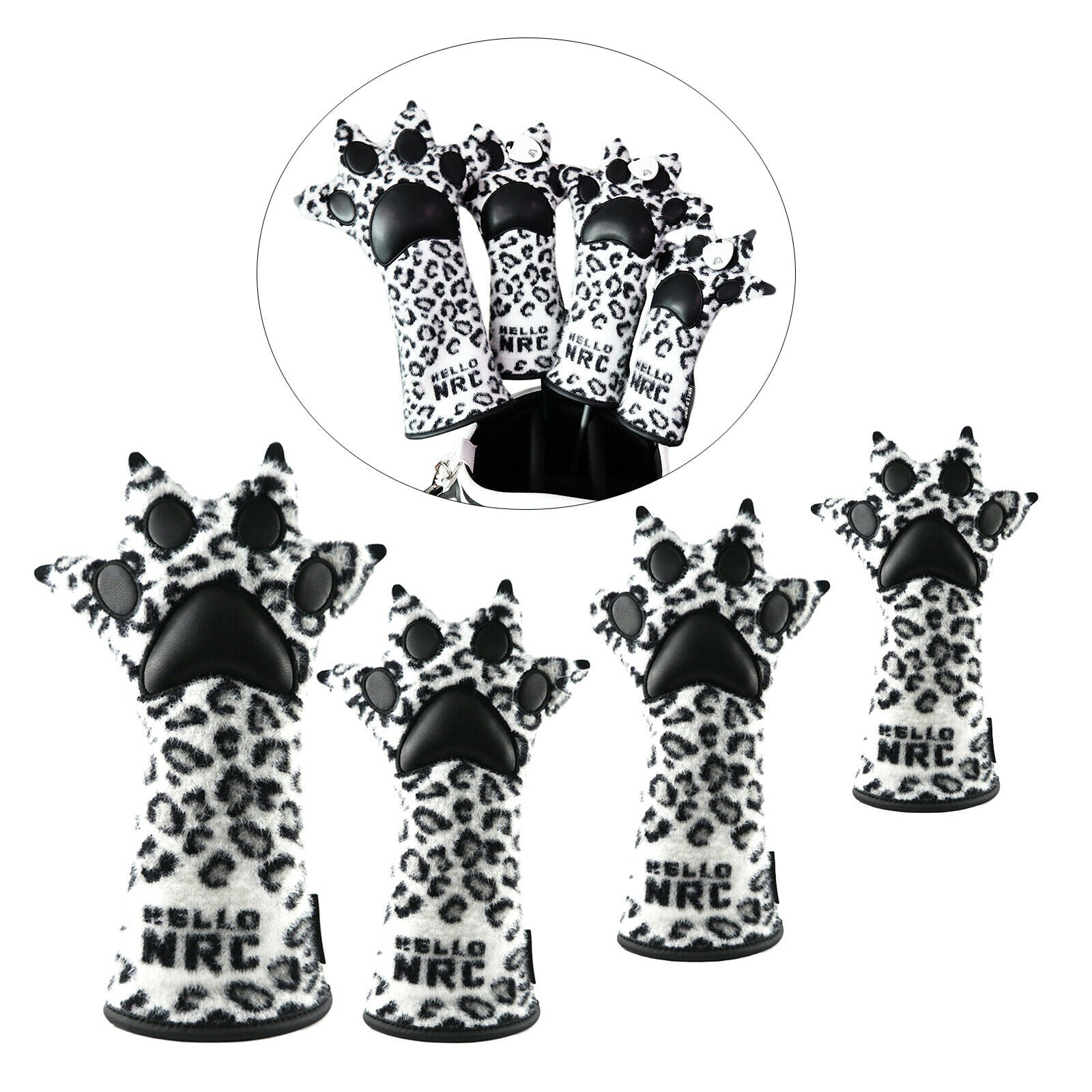4 Pieces Cute Adorable Golf Wood Head Cover UT Headcover Protect Sleeve