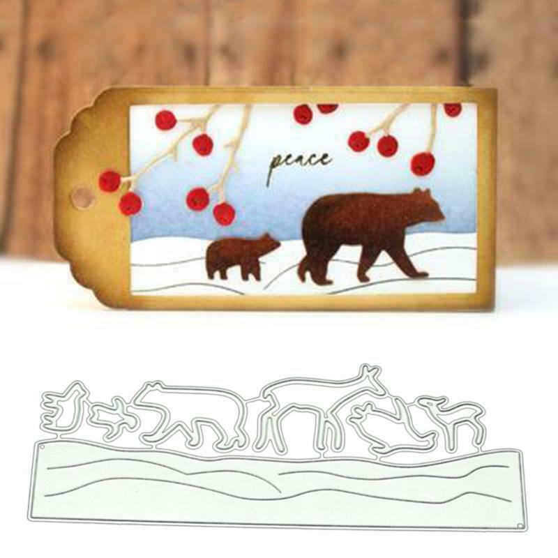 Polar Bears Metal Cutting Dies Scrapbooking Stencils DIY Paper Card Mold Decor