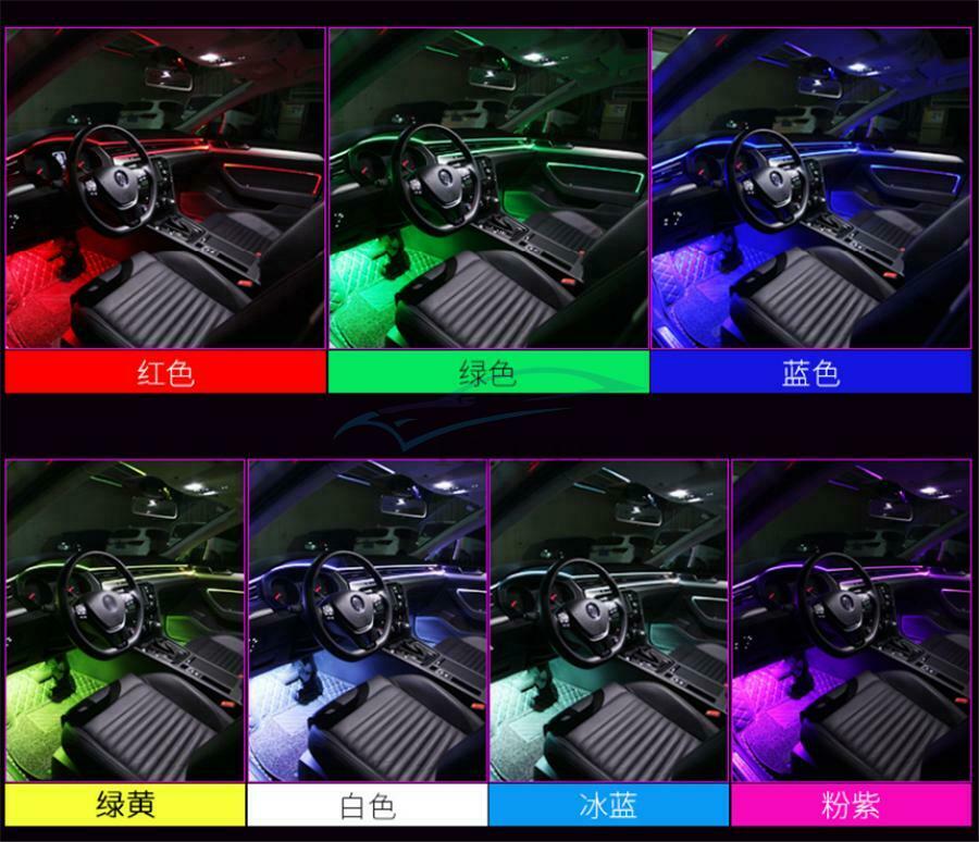 1 Set 64Colors Wireless Car LED Modified Fiber Optic Ambient Light APP Control