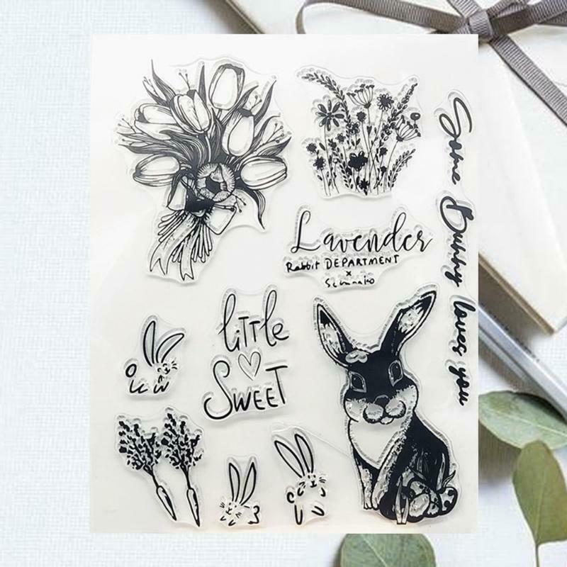 Bunny Flower Silicone Clear Seal Stamp DIY Scrapbooking Embossing Photo Album