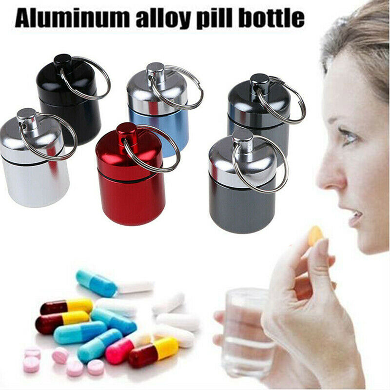 Protable Metal Waterproof Pill Box Case Bottle Cache Holder Container Key.l8