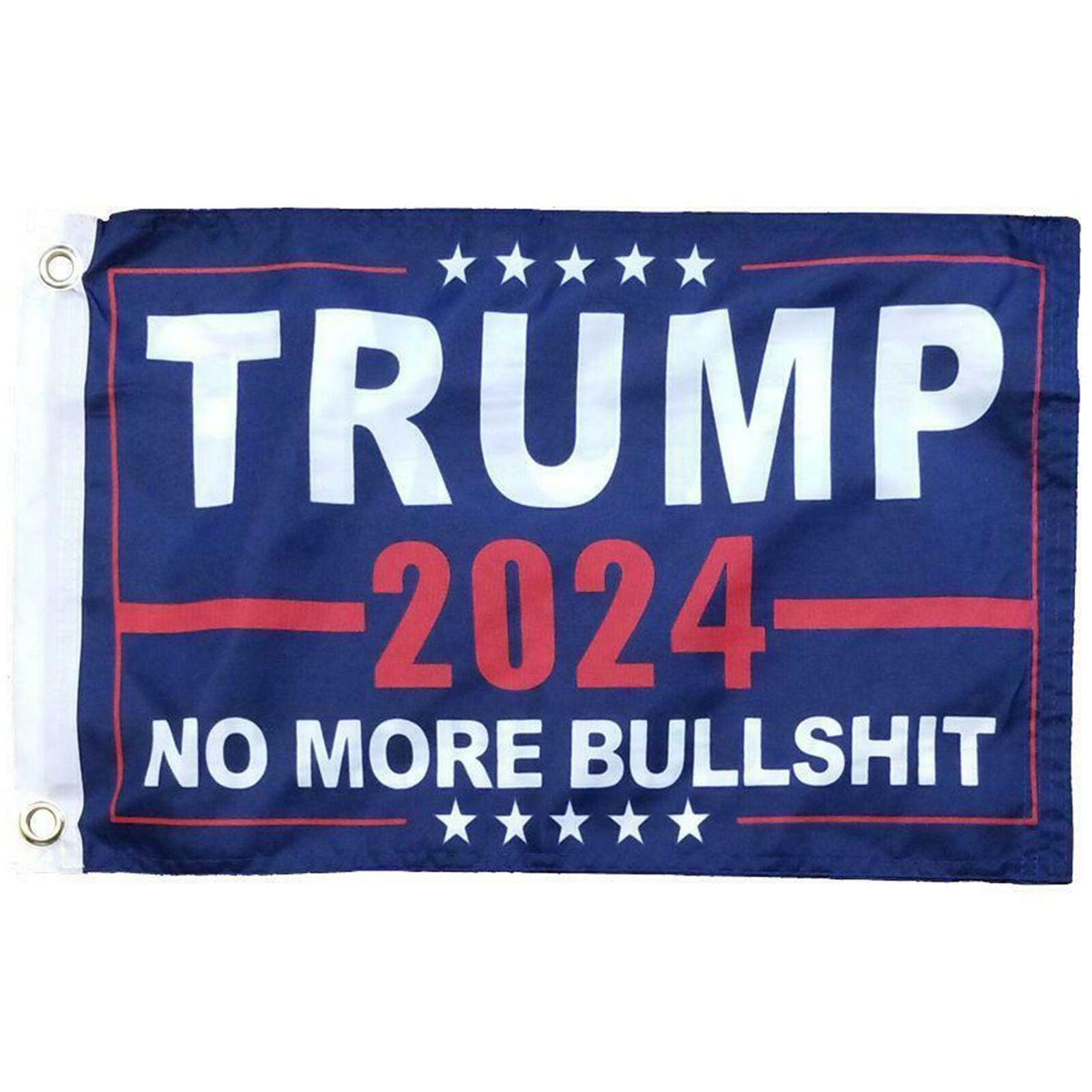 Trump 2024 No More BS Double Sided Boat Flag - 12" x 18" - Reinforced header NEW