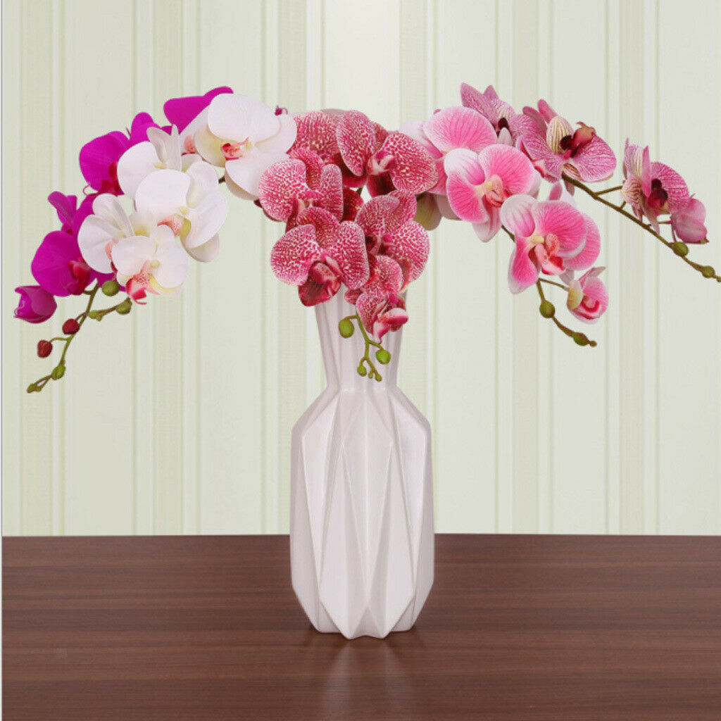 3x Artificial Phalaenopsis 9 Head Home Decorative Orchid Flower Bonsai White