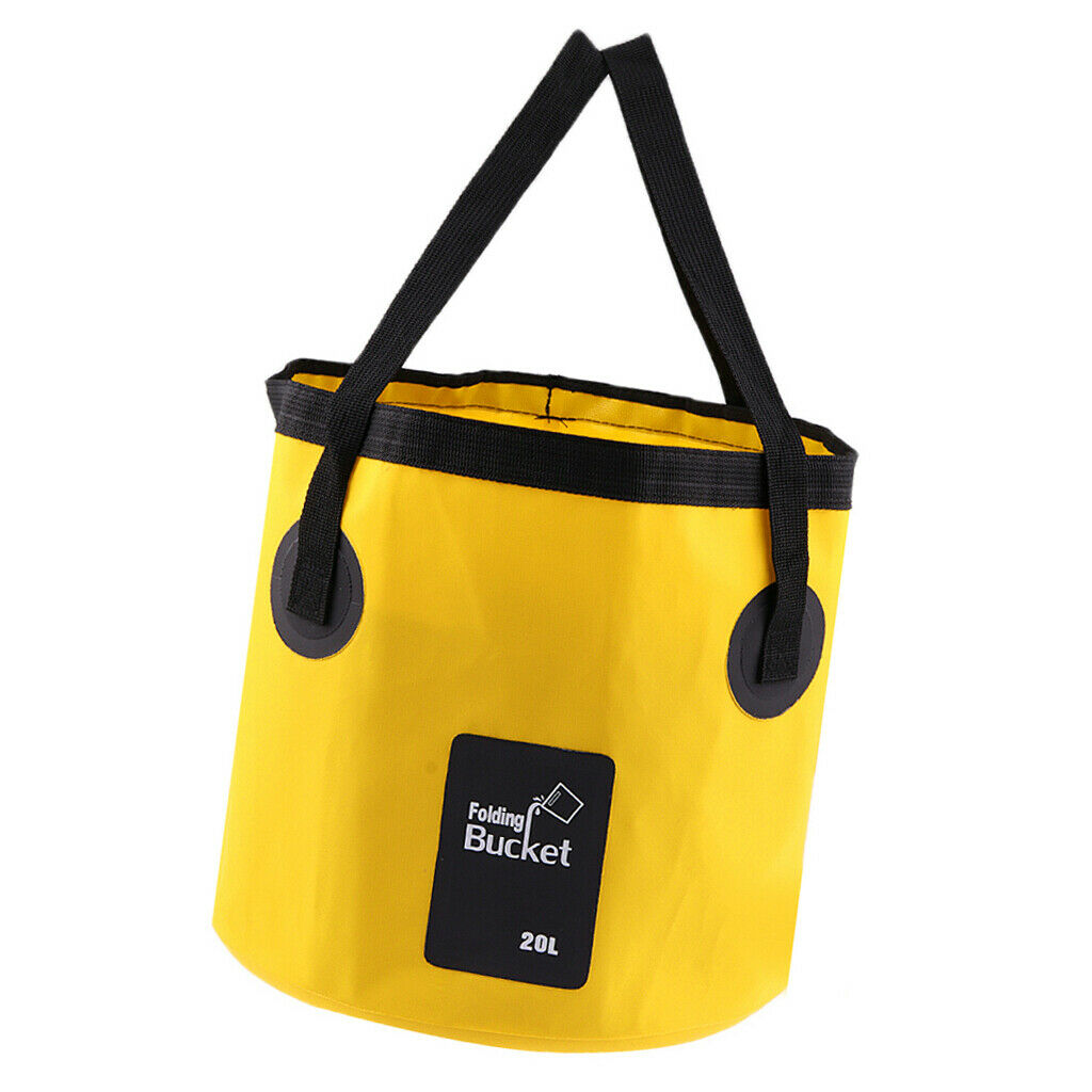 Folding Bucket Water Container Bag for Outdoor Camping Fishing 20L Yellow