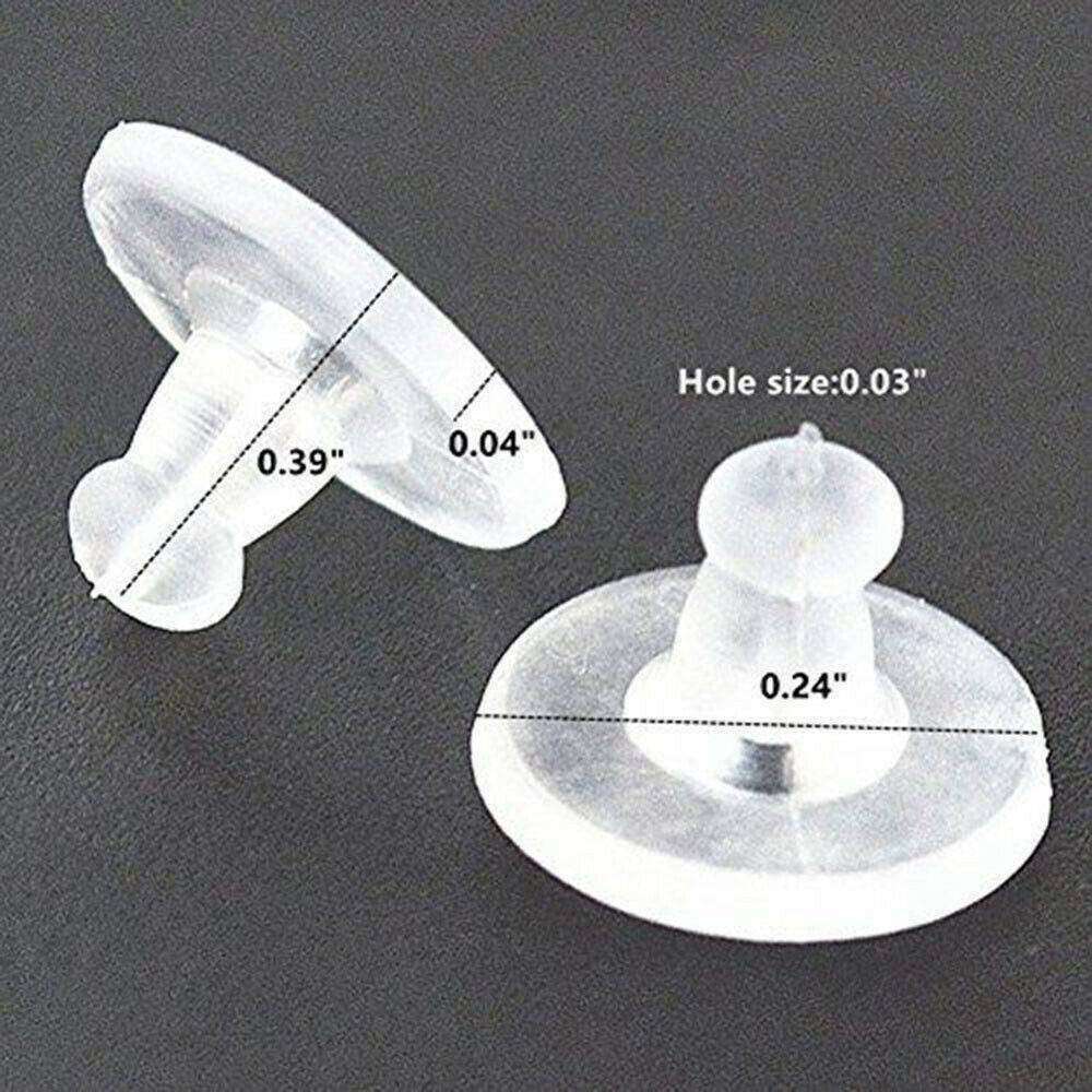 Lots 100X Rubber Soft Back Silicone Round Blocked Plastic Earring Ear Plugging