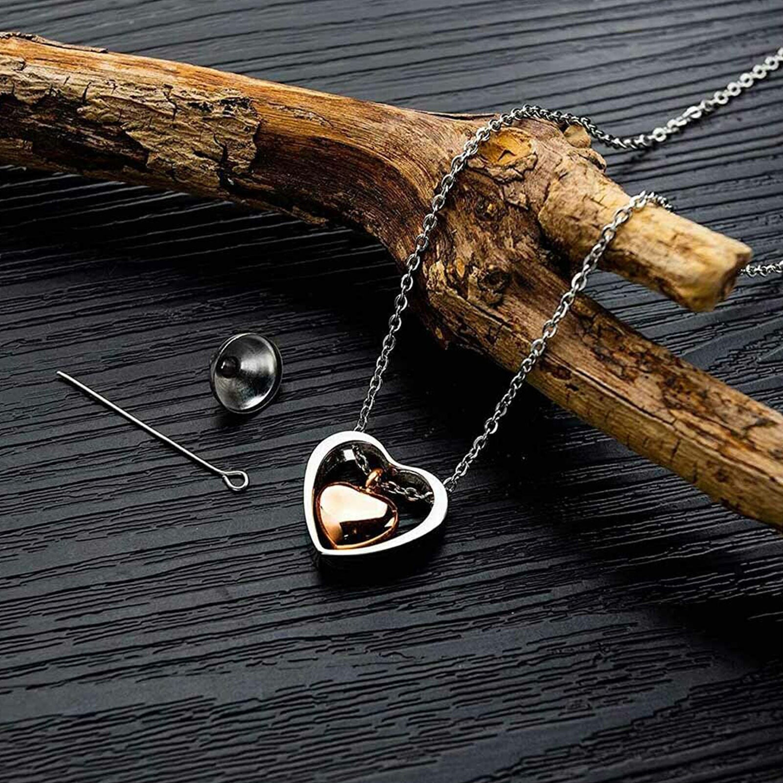 Love Heart Cremation Necklace Jewelry For Family Memorial Ashes Urn Keepsake