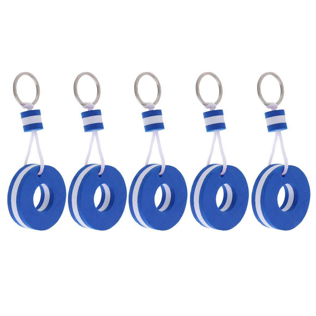 5 Pieces Yachting Boating Floating Key Chain Key - Buoy Shape Blue
