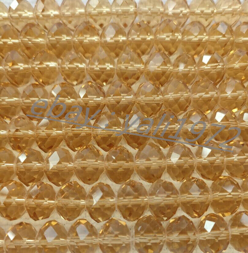 Wholesale 72pcs 10x12mm Champagne Faceted Crystal Rondelle Loose Beads