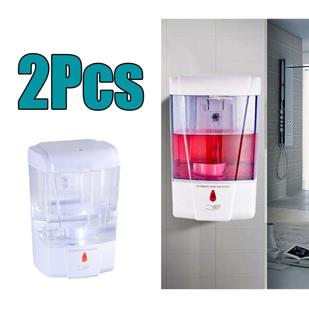 2x Automatic Liquid Soap Dispenser Wall Mounted w/Infrared Sensor Non-Drip