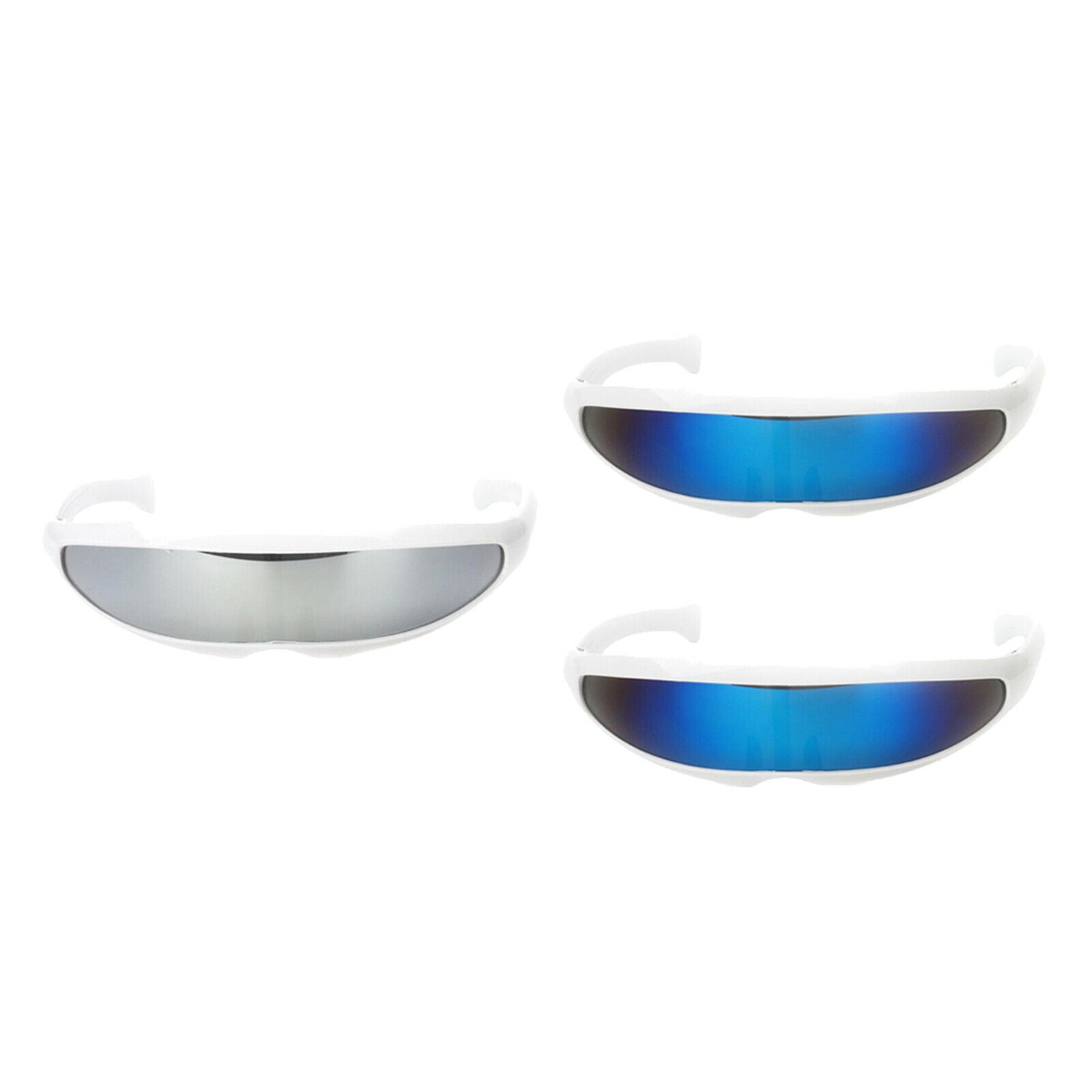 3x Futuristic Sunglasses Narrow Monoblock Robot Eyewear Kids Party Dress
