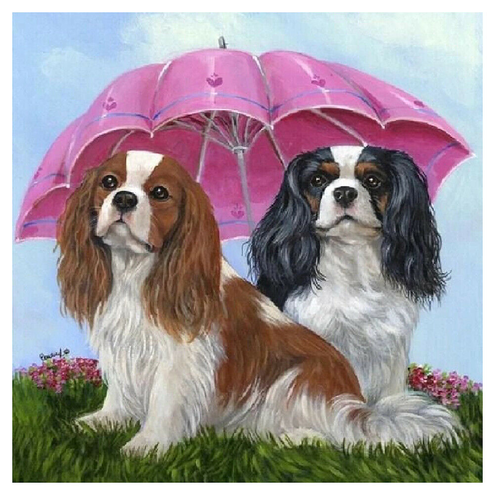 5D DIY Diamond Painting Umbrella Dogs Full Drill Animal Picture Embroidery @