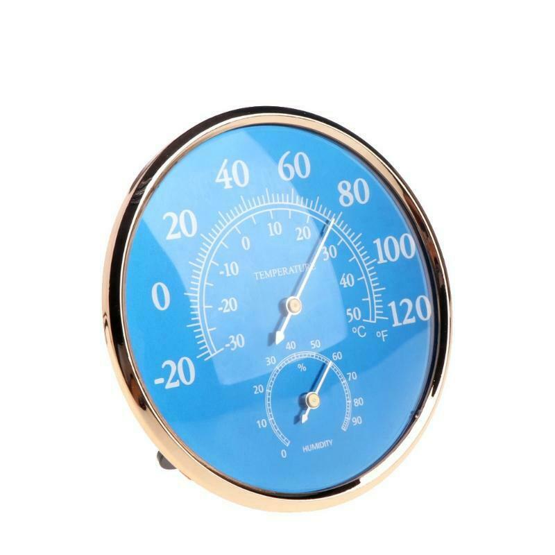 Large Round Thermometer Hygrometer Temperature Humidity Monitor Meter Gauge Blue