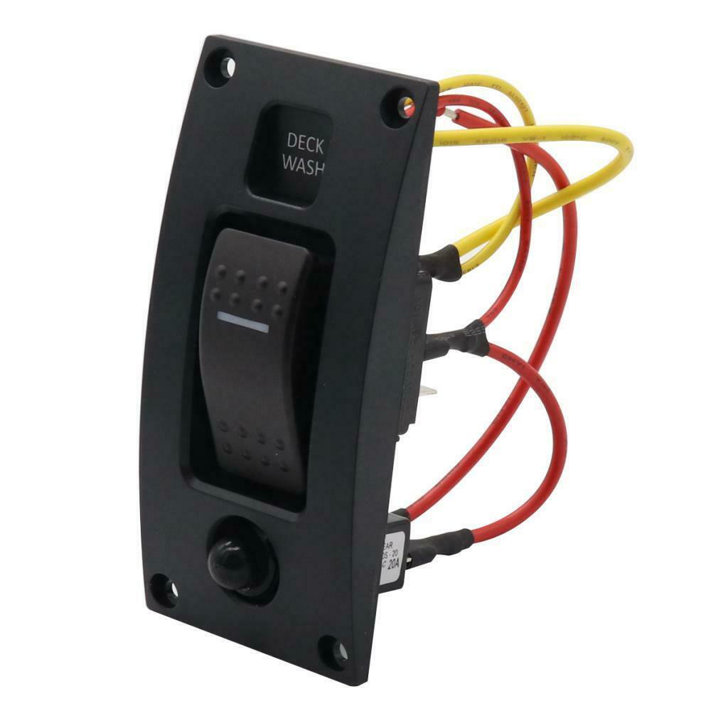 12/24V Boat Marine Deck Wash Control Panel Rocker Switch with Overload