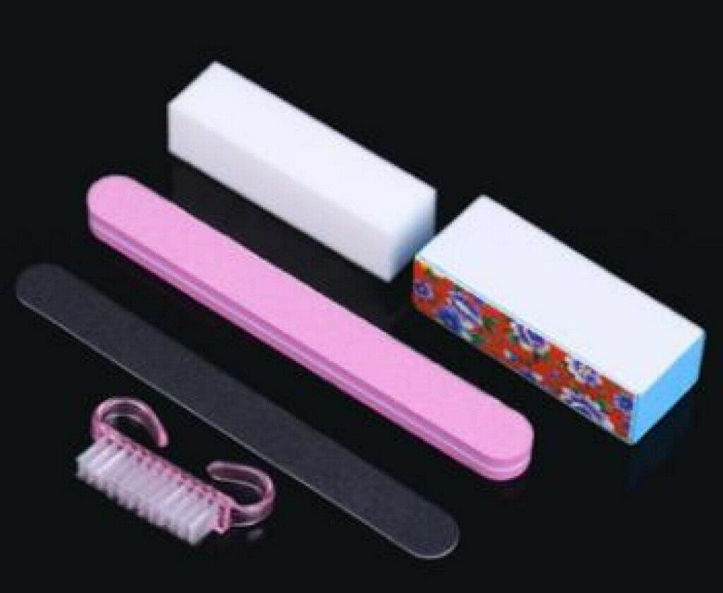 5x Nail Polishing Sanding Files Polish Buffer Block Manicure Pedicure Tools Kit