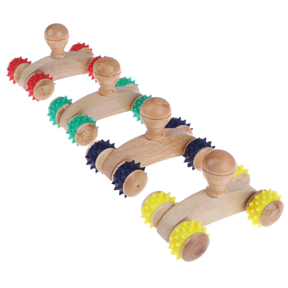Solid Wooden Roller Relaxing Hand  Massage Tool Reflexology Face Foot Body _L Kt