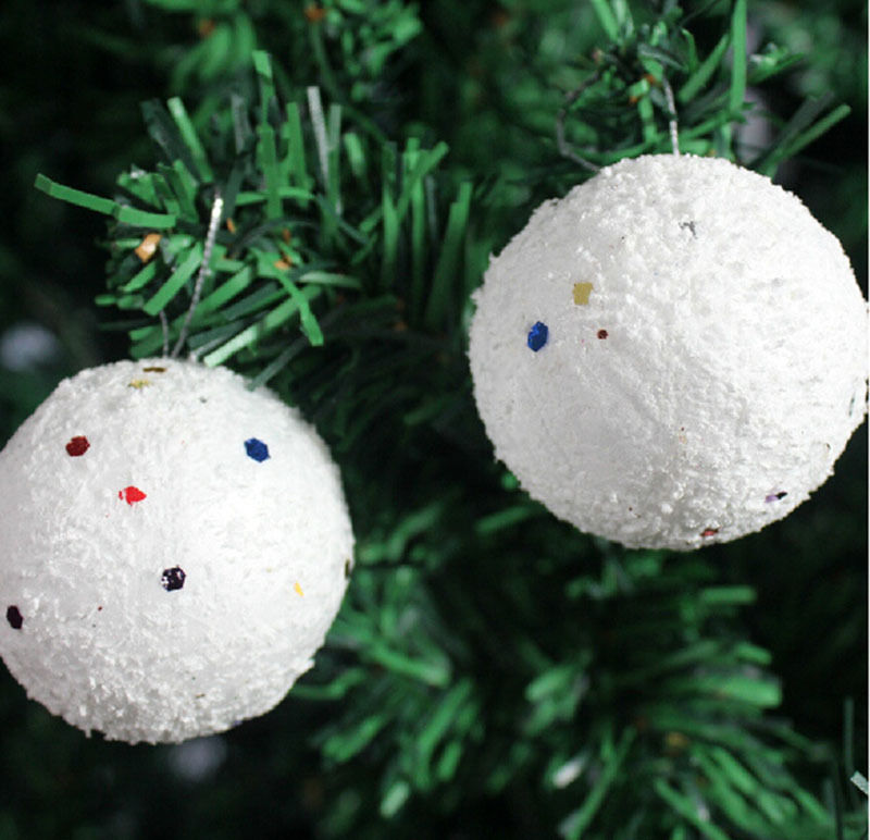 6X White Snowballs Ornaments Christmas Tree Hanging Holiday Party Home De.l8