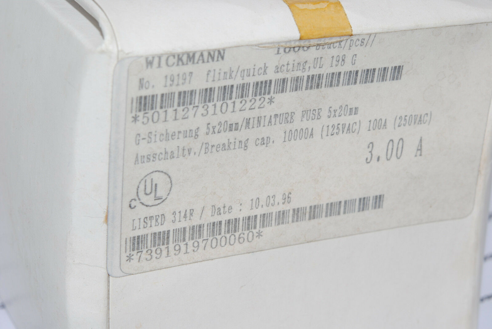 10pcs - WICKMANN M 3A  250V 5x20mm 197  Glass Fuse
