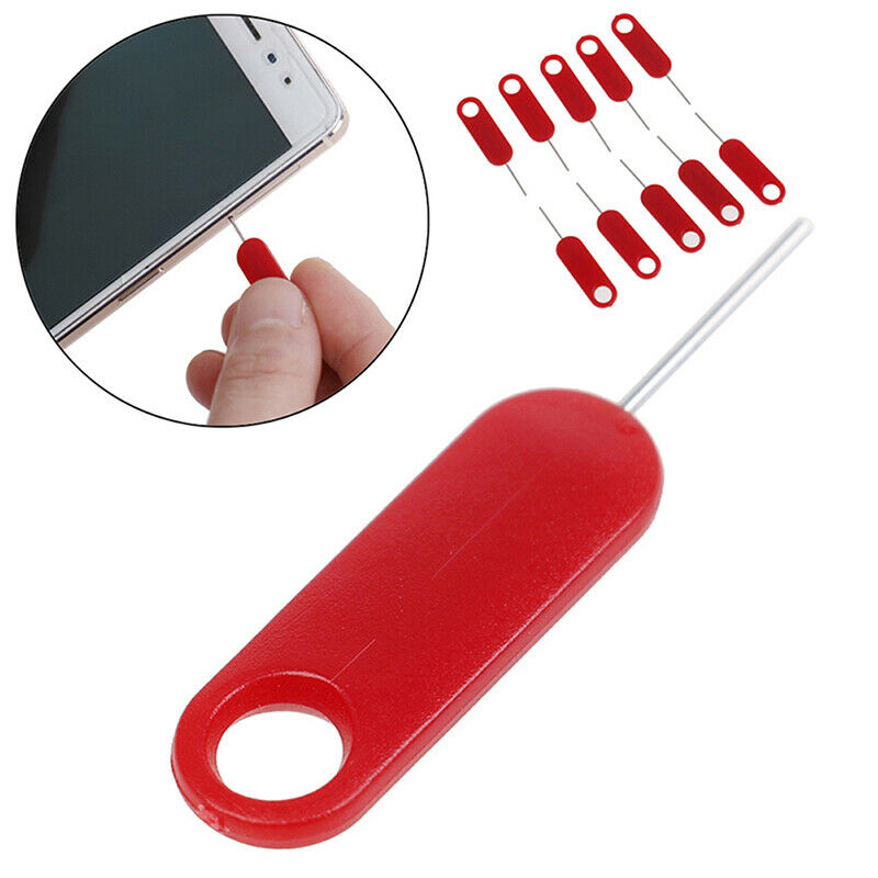 10x Red Sim Card Tray Removal Eject Pin Key Tool Stainless Steel Needle&PTlaI FG