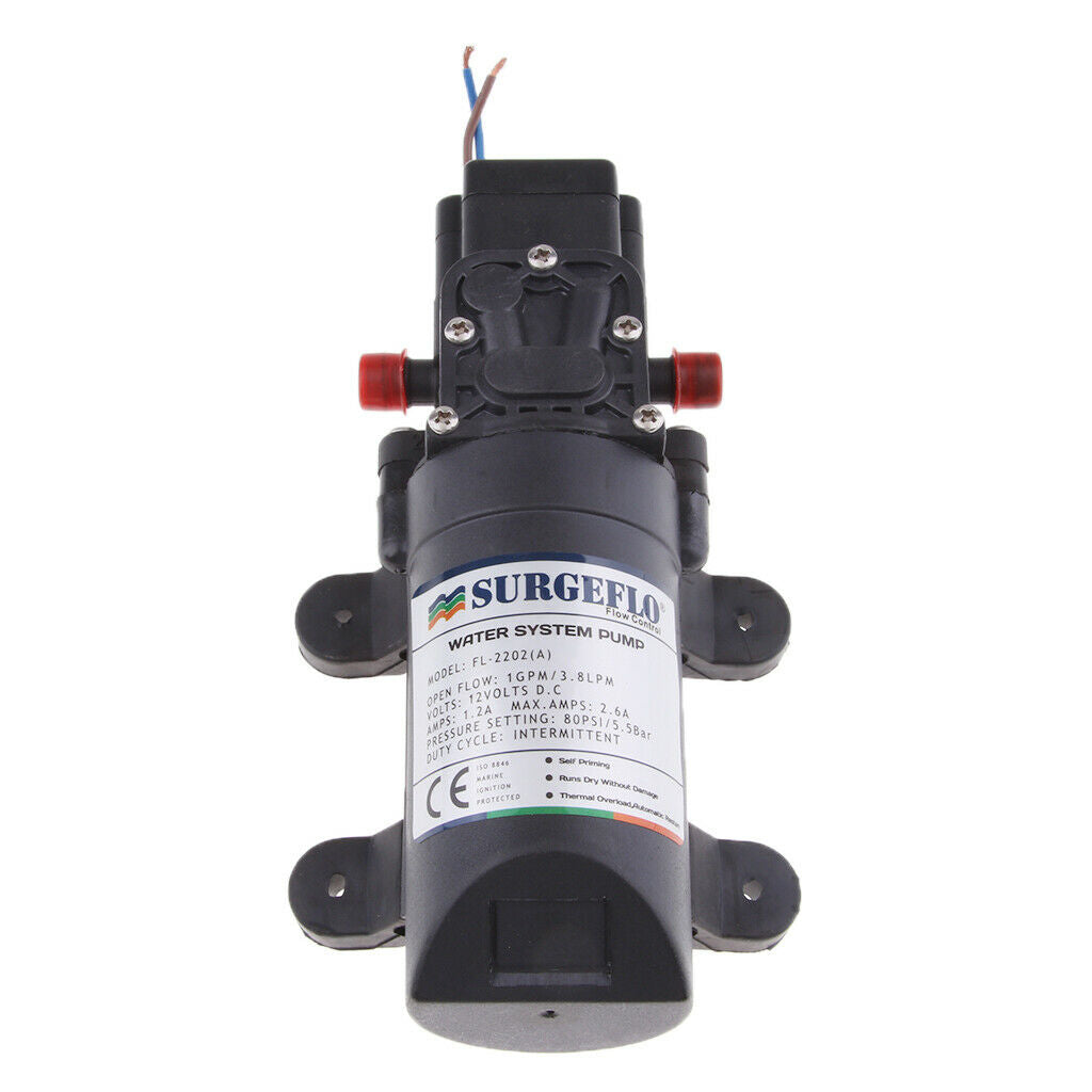 Self Priming Water Pressure Diaphragm Pump 3.8L/min Caravan Boat Marine