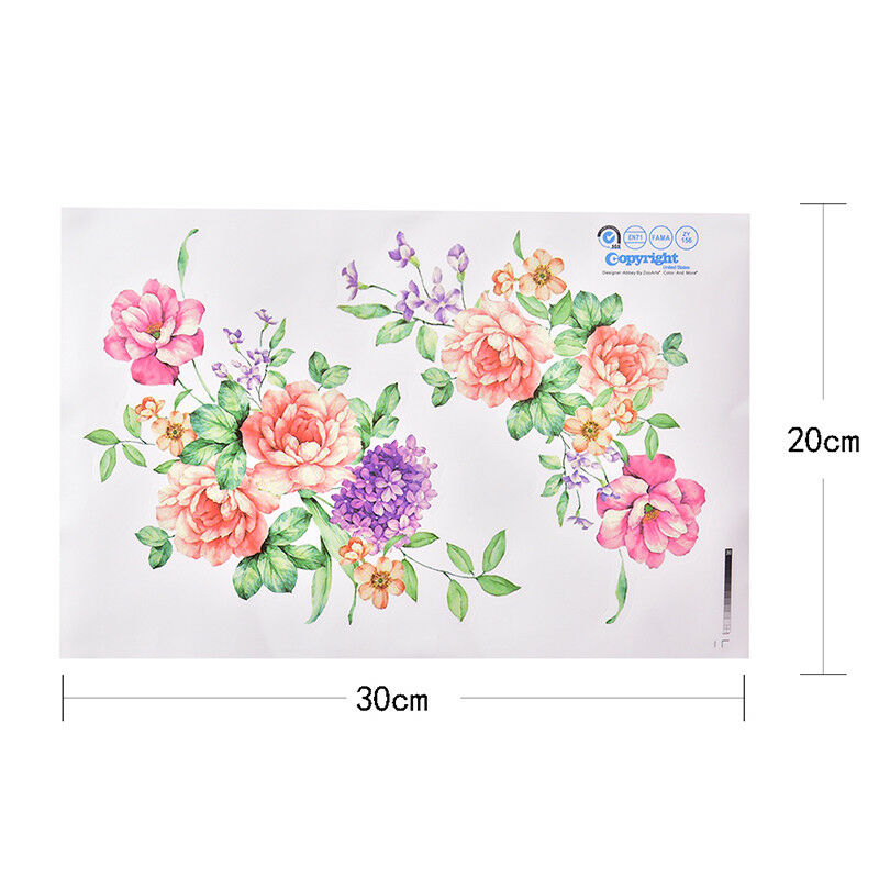 Peony Flowers Luxury Wall Stickers Art Home Decor PVC Removable Vinyl Dec.l8