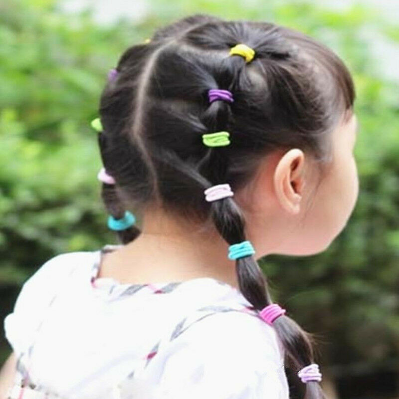 100PCS Girl Kids Elastic Rubber Hair Bands Baby Ponytail Holder Head Rope Ties