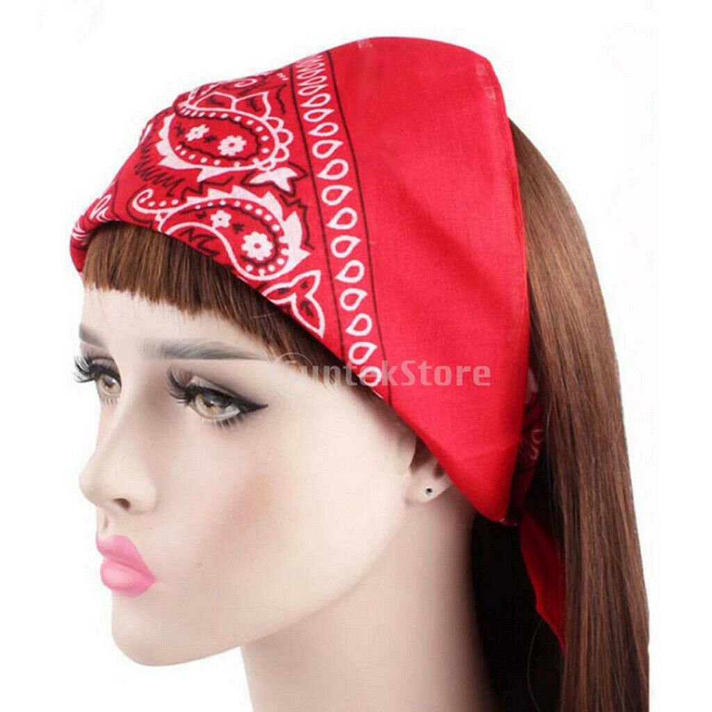 8PCS Novelty Paisley Print Bandana Head Wrap Hair Band Wristband Kerchief