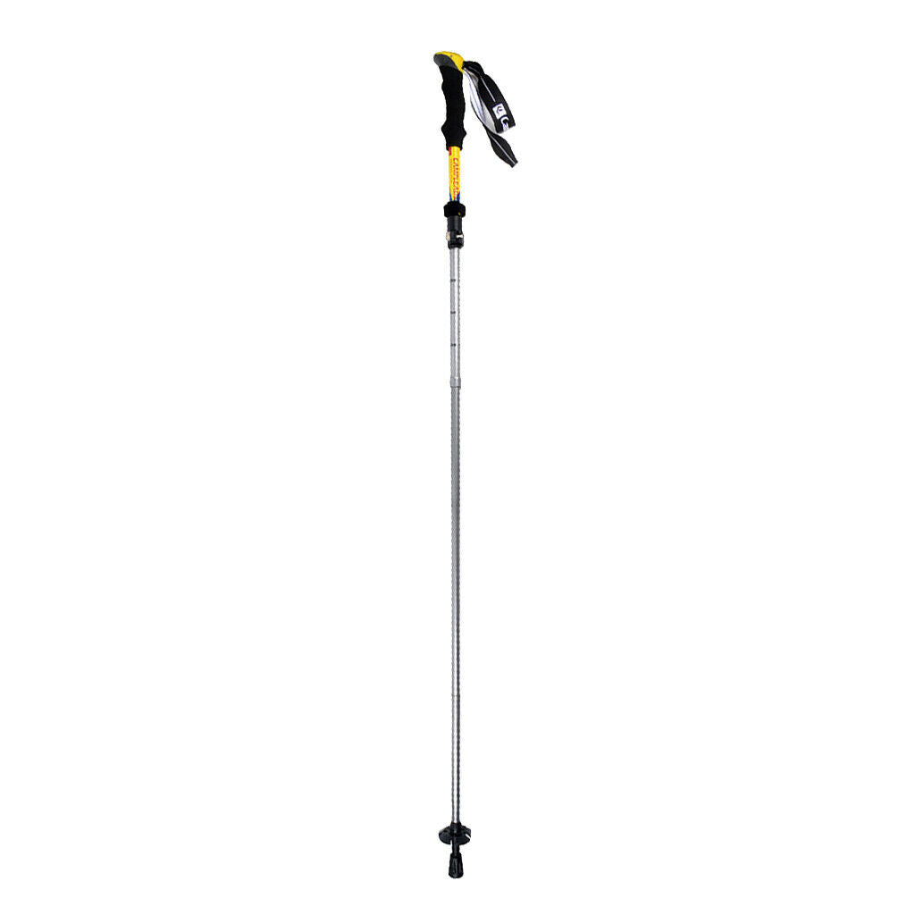 Hiking Stick Trekking Pole Anti-Shock Cane Alpenstock Adjustable Yellow