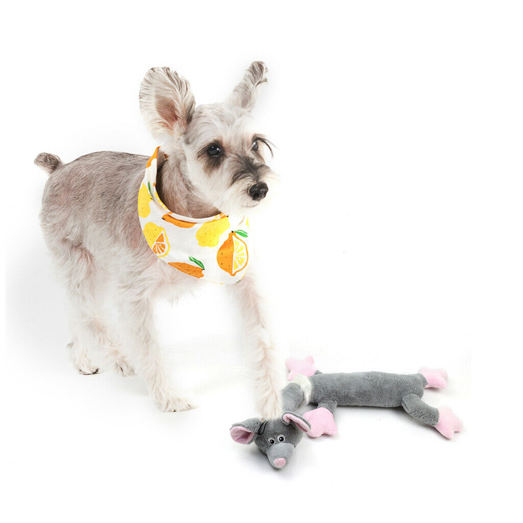 Dog Chew Toys with Squeaker for Puppies Teething, Plush Dog Toys - Gray Mouse