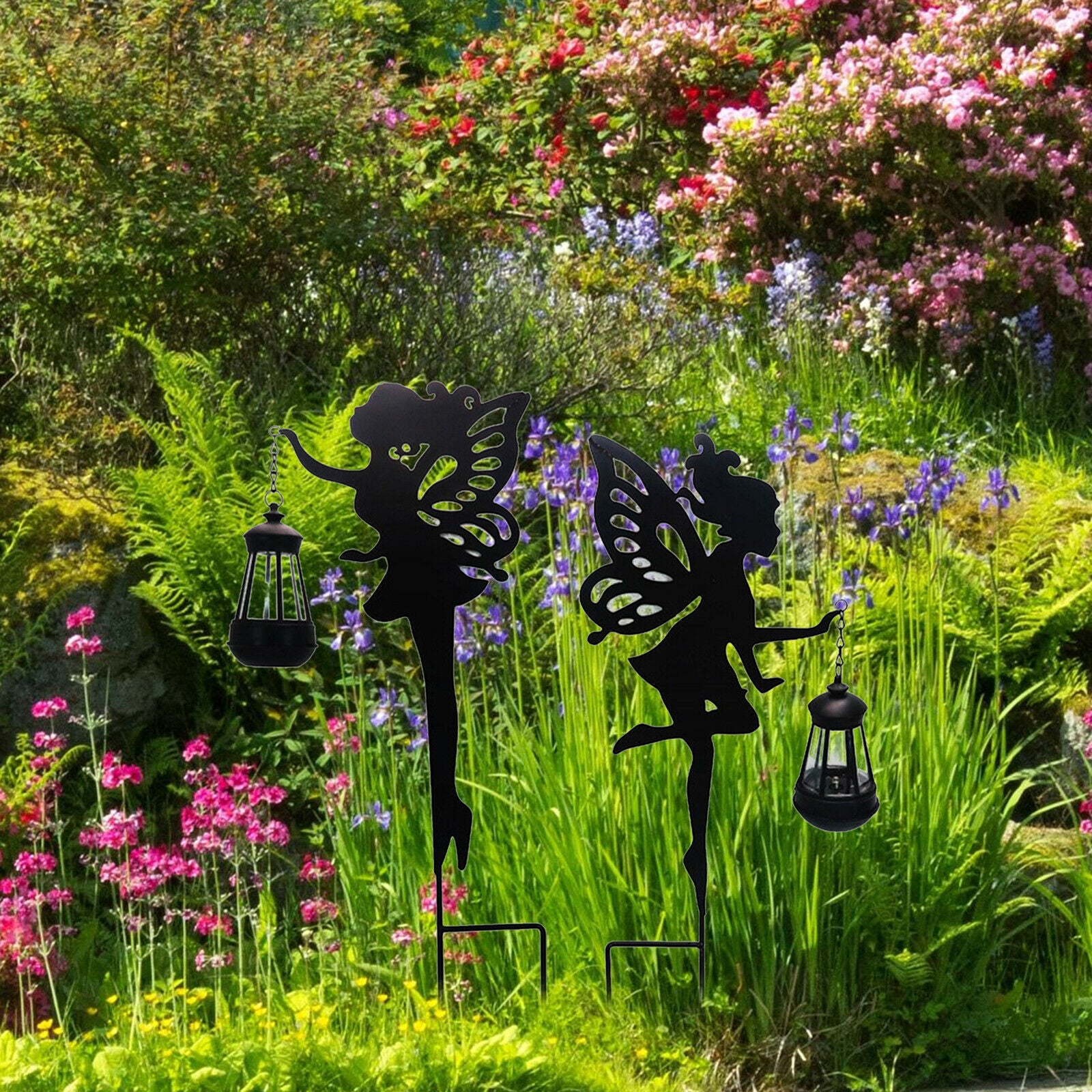 2x Outdoor Solar Garden Light Yard Patio Led Lantern Warm White Decorative