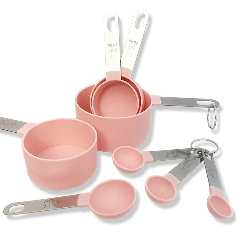 Measu Cups and Measu Spoons Set of 8Pcs, Stainless Steel Handle,Kitchen ToolL2Q5
