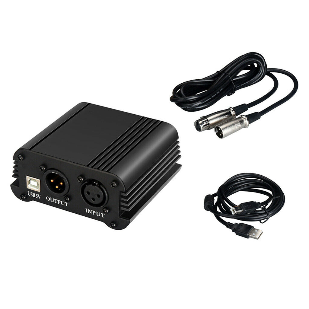 48V Phantom Power Supply for Condenser Microphone Mic Audio Studio Recording