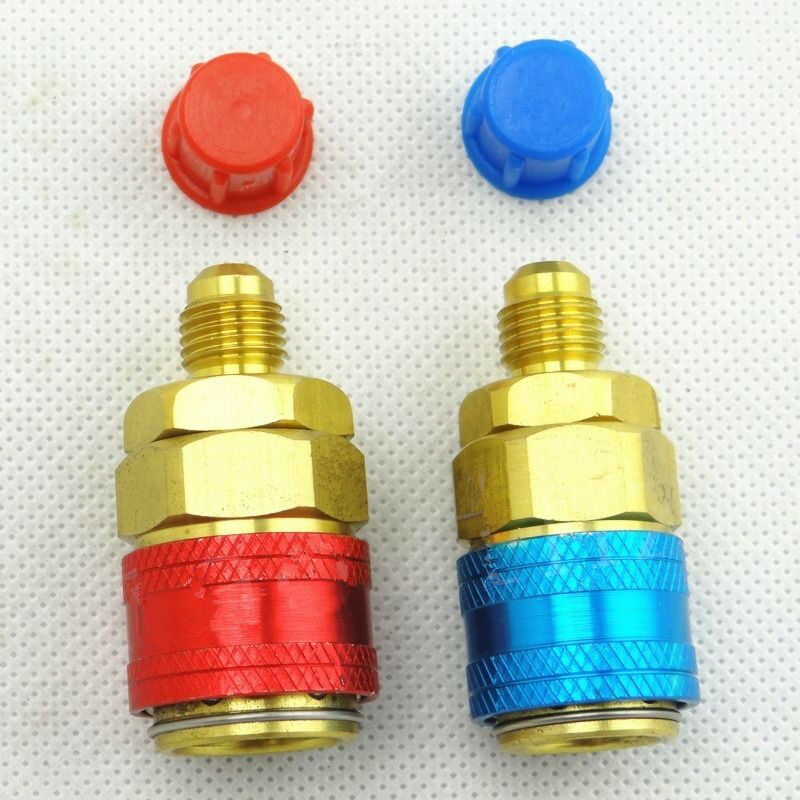 R134a Auto Quick Couplers Bass Adapters Low & High Side AC Manifold Automotive