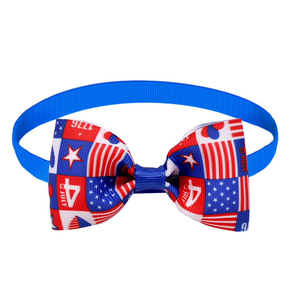 20Pcs Dog Bow Tie American Independence Day Pet Cat Neck Collar Decor Adjustable