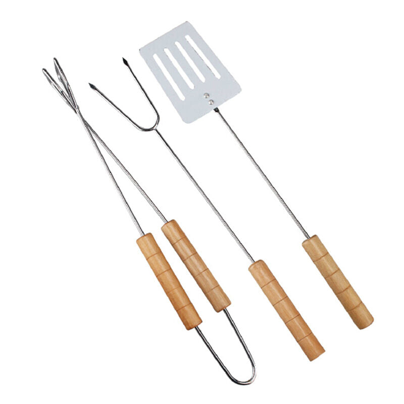 Barbecue Tools Set Grilling Tongs Fork Spatula Stainless Steel BBQ Utensil  l TL