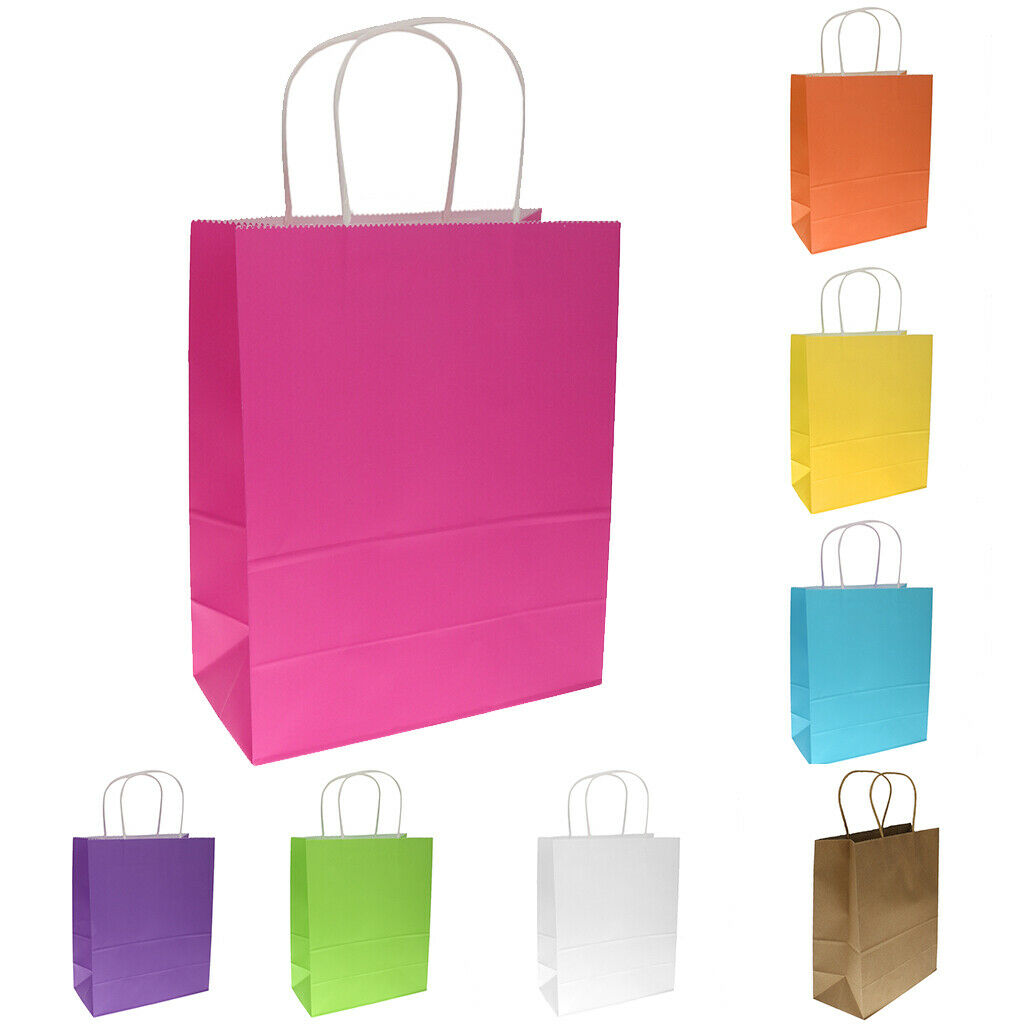 Bright Paper Party Gift Bag With Handles Birthday Wedding Loot Bag Yellow