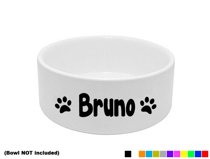 2x PERSONALISED DOG BOWL STICKERS DISH CUSTOM PET PUPPY FOOD WATER TREAT DECALS