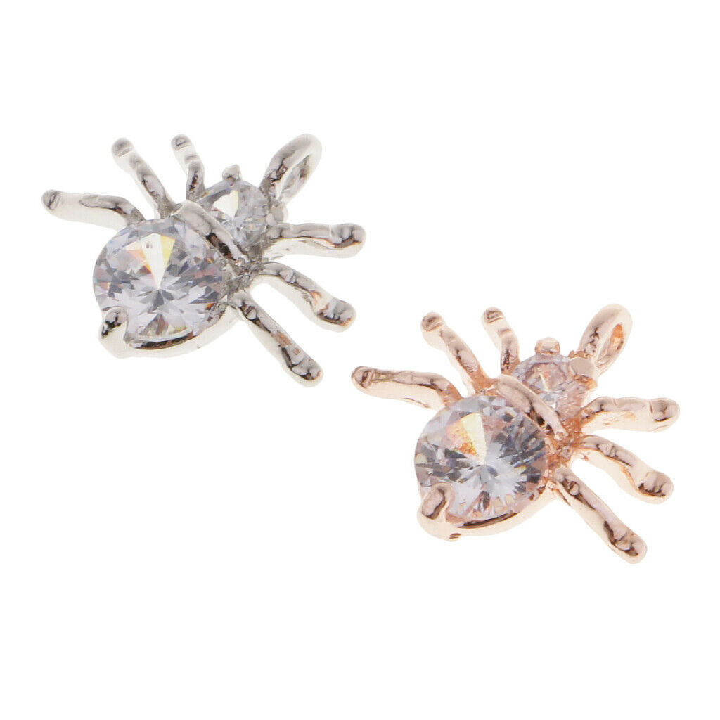2x Alloy Crystal Spider Charms Pendants Findings For