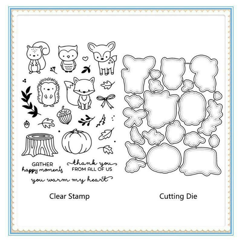 Cute Cartoon Animals Metal Cutting Dies And Clear Stamp Set For DIY