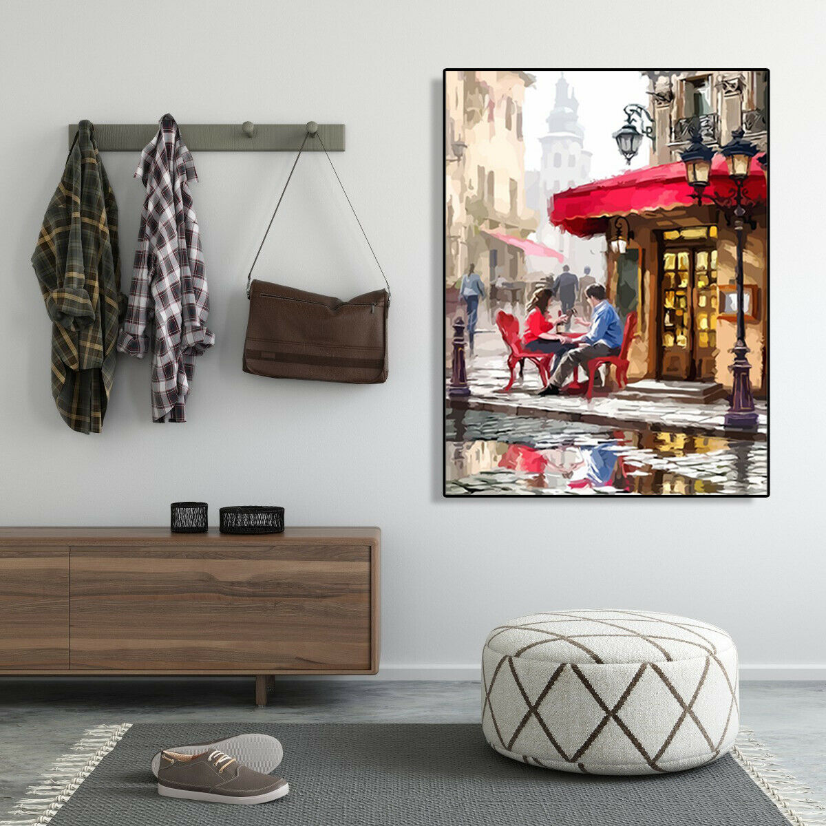 Painting By Numbers Kit DIY Street Men Women Canvas Oil Wall Art Picture @