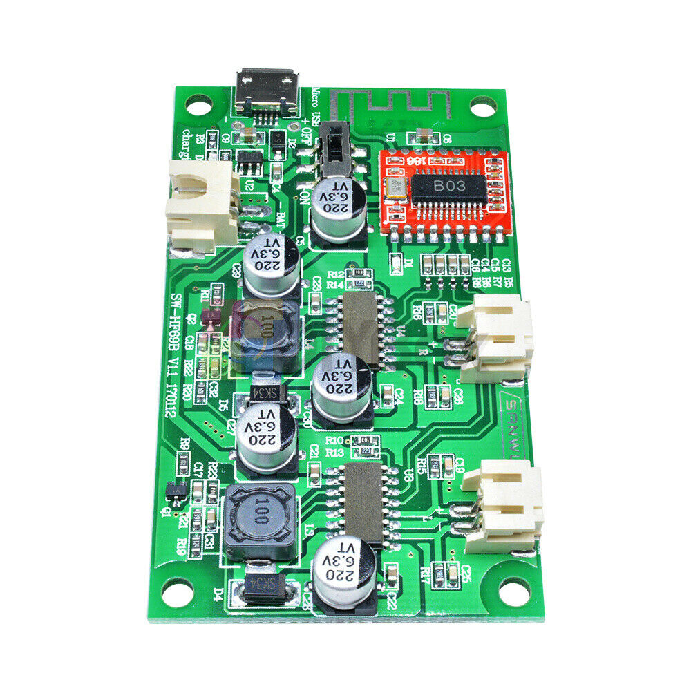 2-Channel 2X6W Stereo Bluetooth Amplifier Board Lithium Battery Powered AMP DC5V