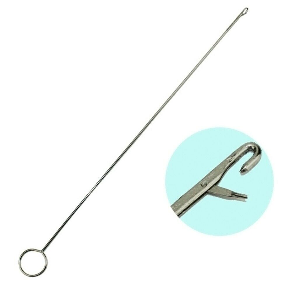 Portable Metal Loop Turner Hook With Latch For Turning Fabric Tubes NEW