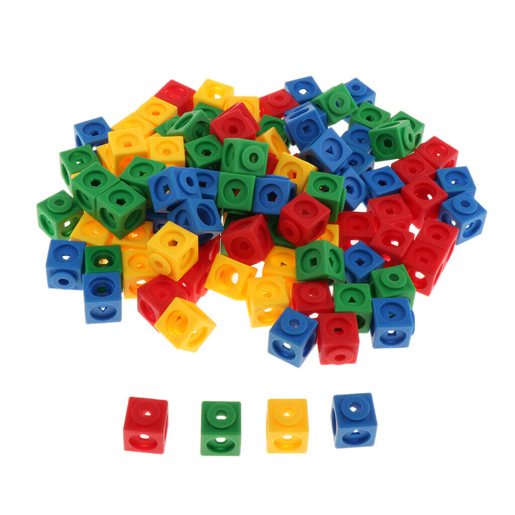 100x Mathlink Cubes Snap Building Math Skill Teaching Aids Starter 4 Colors