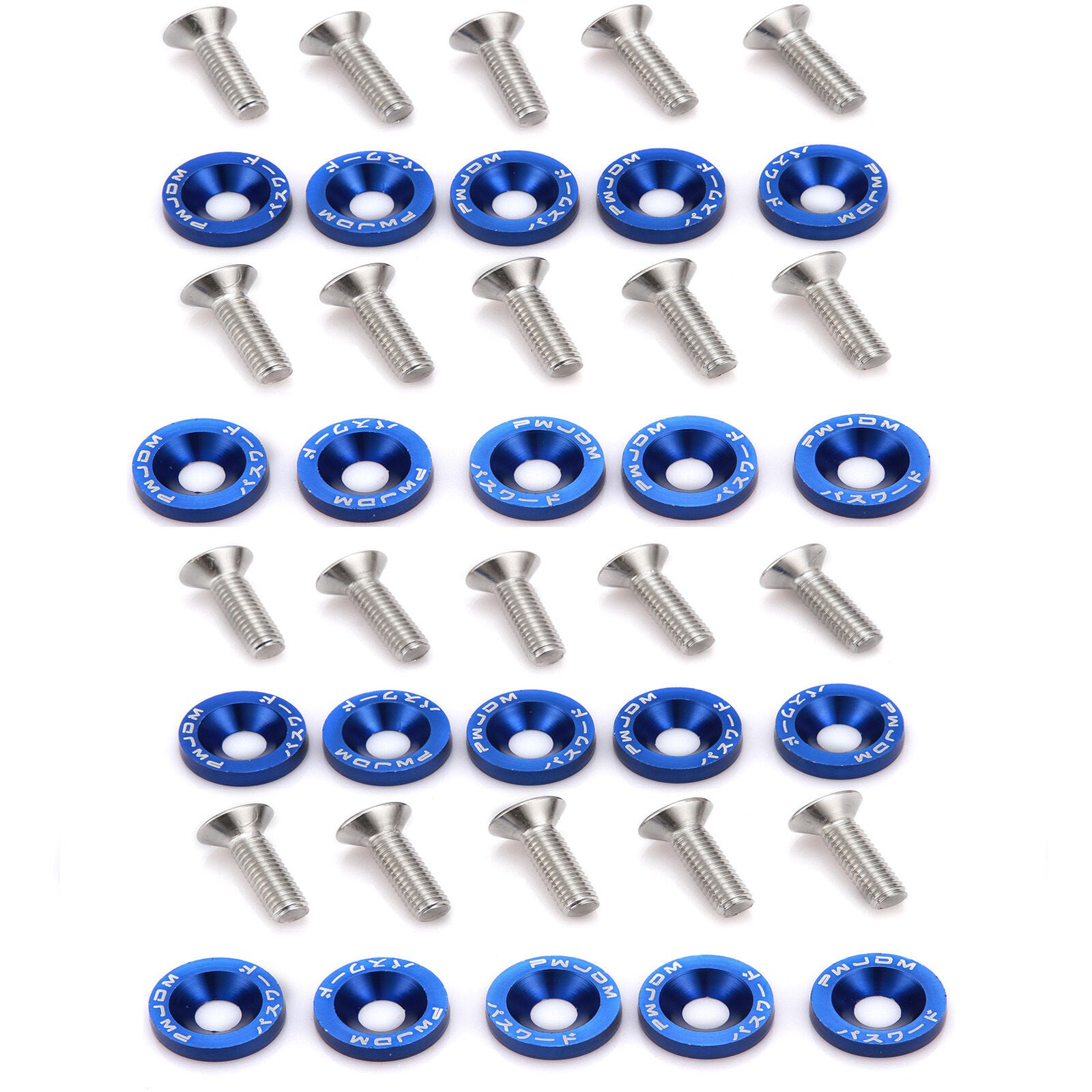 20 Pcs M6X15MM Blue Bolts Engine Fender Bumper Washer Bay Dress Up Screw Billet