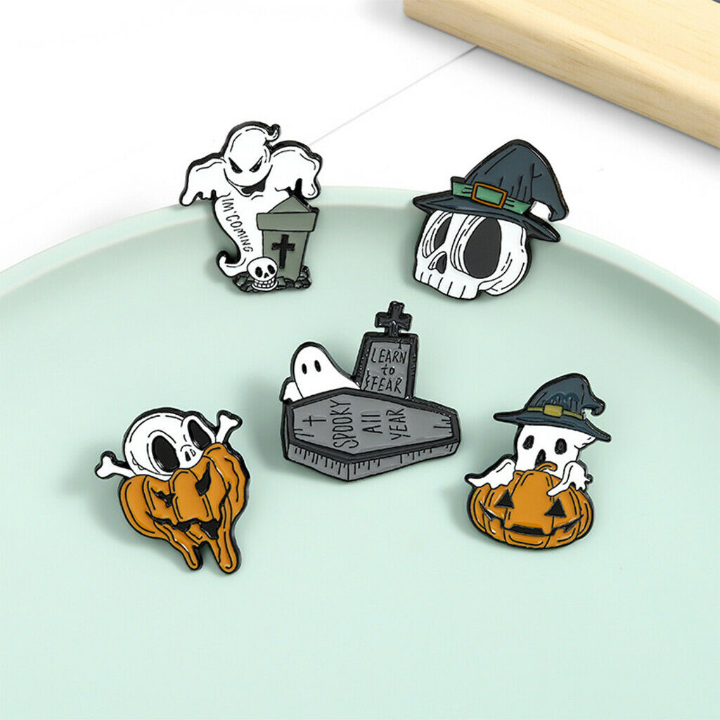 5x Halloween Brooch Pins Set Badges for Girls Boys Jackets Party Prom Decor