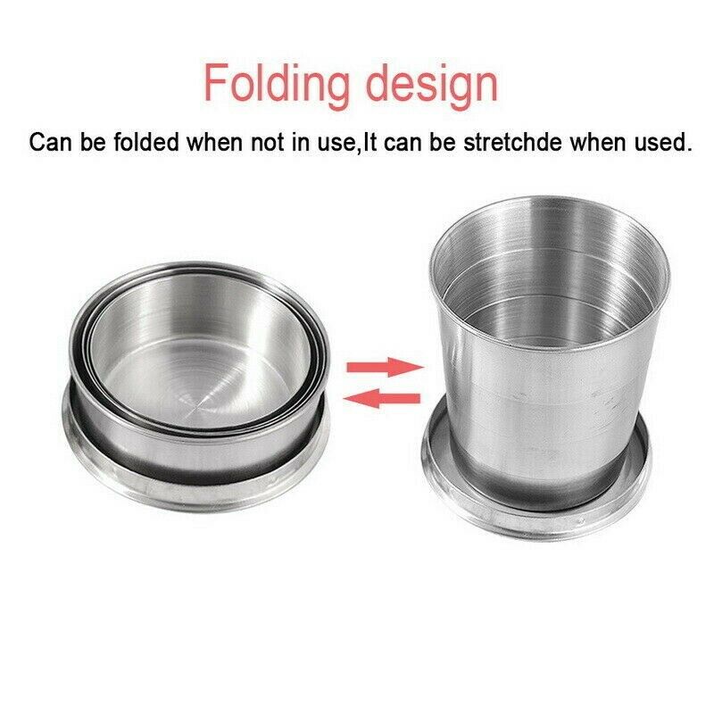 75ML Mini Mug Collapsible Cup Folding Stainless Steel Camping Telescopic