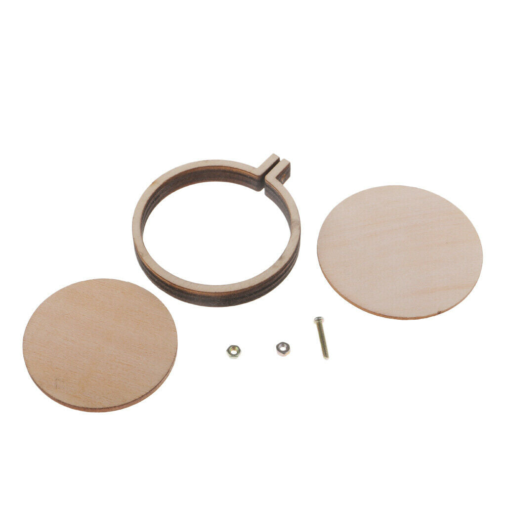 Prettyia 10pcs 4.4cm Round Mini Wooden Embroidered Hoop Frames for DIY Craft